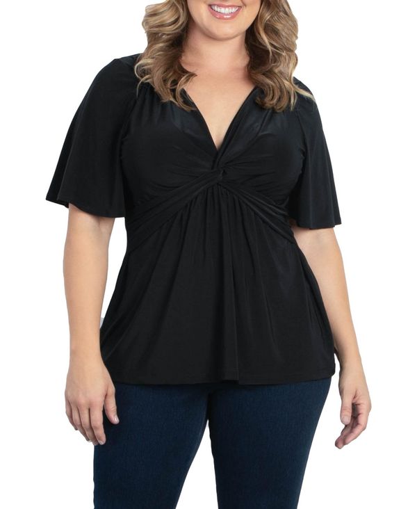 yz Li fB[X Vc gbvX Women's Plus Size Abby Twist Front Top Black noir