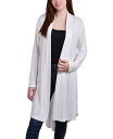 【送料無料】 ニューヨークコレクション レディース ニット セーター カーディガン アウター Women 039 s Long Sleeve Knit Cardigan with Chiffon Back White