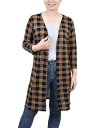 【送料無料】 ニューヨークコレクション レディース ニット・セーター カーディガン アウター Women's 3/4 Sleeve Knit Cardigan Gold Black White Plaid(4)