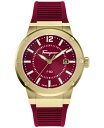 yz T@g[ tFK Y rv ANZT[ Men's Swiss F-80 Burgundy Silicone Strap Watch 44mm Ip Yellow Gold