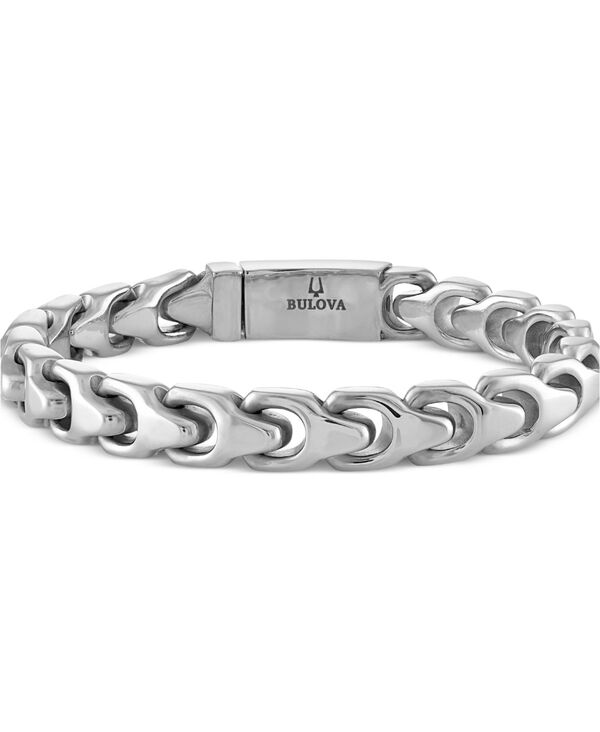 【送料無料】 ブロバ メンズ ブレスレット・バングル・アンクレット アクセサリー Men's Link Bracelet in Stainless Steel Silver