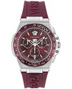 yz FT[` Y rv ANZT[ Men's Swiss Chronograph Greca Extreme Burgundy Silicone Strap Watch 45mm Stainless Steel