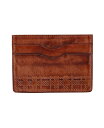 yz gt@K[ Y z ANZT[ Caelen Plaid Embossed RFID Leather Card Case Cognac