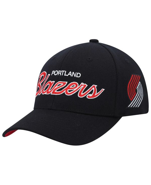 【送料無料】 ミッチェル ネス メンズ 帽子 アクセサリー Men 039 s Black Portland Trail Blazers MVP Team Script 2.0 Stretch Snapback Hat Black