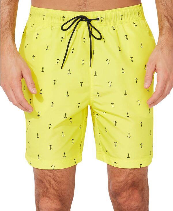 【送料無料】 ナウティカ メンズ ハーフパンツ・ショーツ 水着 Men's Quick-Dry Anchor-Print 8" Swim Trunks Blazing Yellow