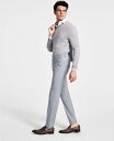 【送料無料】 バースリー メンズ カジュアルパンツ ボトムス Men 039 s Skinny-Fit Sharkskin Suit Pants, Created for Macy 039 s Light Grey