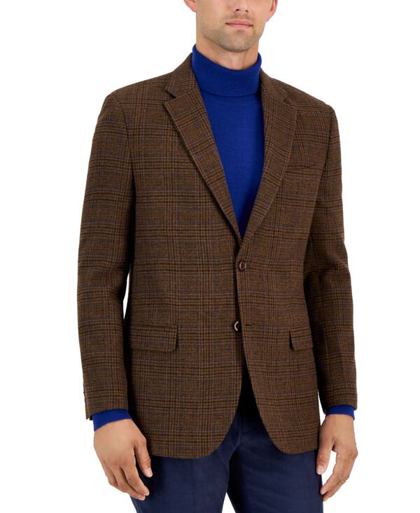 楽天ReVida 楽天市場店【送料無料】 ナウティカ メンズ ジャケット・ブルゾン アウター Men's Modern-Fit Plaid Tweed Sport Coat Brown