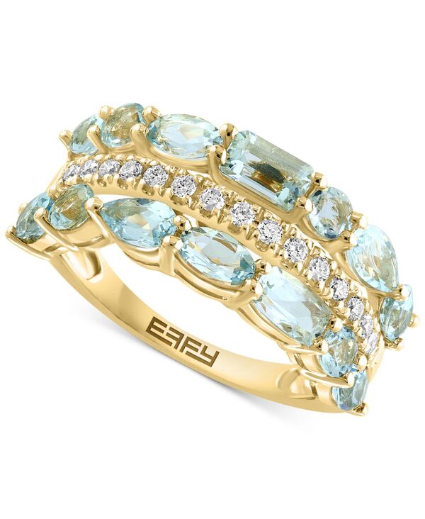 yz GtB[ fB[X O ANZT[ EFFY&reg; Aquamarine (2-1/3 ct. t.w.) & Diamond (1/5 ct. t.w.) Multirow Ring in 14k Gold Aquamarine