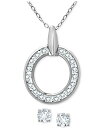 【送料無料】 ジャーニ ベルニーニ レディース ネックレス チョーカー ペンダントトップ アクセサリー 2-Pc. Set Cubic Zirconia Circle Pendant Necklace Stud Earrings, Created for Macy 039 s Silver