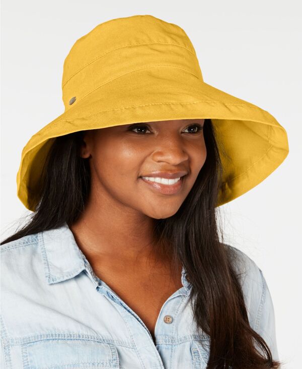 【送料無料】 スカラ レディース 帽子 アクセサリー Cotton Big Brim With Inner Drawstring Banana