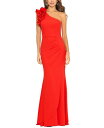  エスケープ レディース ワンピース トップス Women's Ruffled One-Shoulder Gown Red