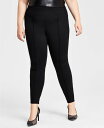 【送料無料】 バースリー レディース レギンス ボトムス Plus Size High-Rise Pont&eacute;-Knit Leggings, Created for Macy's Deep Black