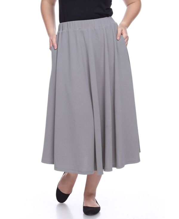 yz zCg}[N fB[X XJ[g {gX Plus Size Tasmin Flare Midi Skirt Grey