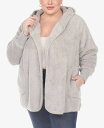 【送料無料】 ホワイトマーク レディース ジャケット・ブルゾン カーディガン アウター Plus Size Plush Hooded Cardigan Jack...