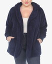 【送料無料】 ホワイトマーク レディース ジャケット・ブルゾン カーディガン アウター Plus Size Plush Hooded Cardigan Jacket with Pockets Navy(4)