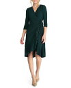 【送料無料】 キヨナ レディース ワンピース トップス Women's Whimsy Ruffled Knee Length Wrap Dress Hunter...