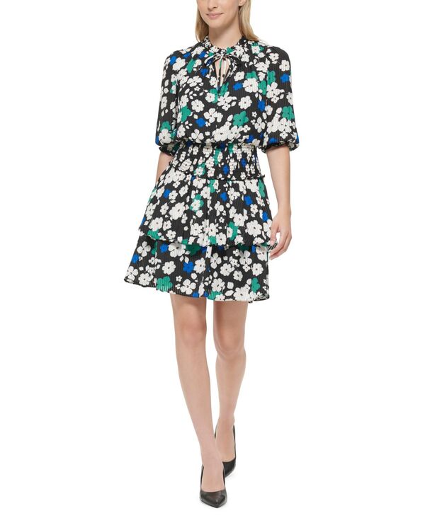 ̵  饬ե ǥ ԡ ȥåץ Women's Printed Tiered A-Line Dress Black Multi