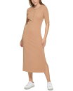 yz JoNC fB[X s[X gbvX Women's Henley Ankle Length Ballet Sleeve Dress Teak