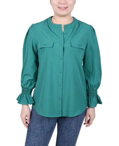 【送料無料】 ニューヨークコレクション レディース シャツ ブラウス トップス Women's Long Sleeve Y-neck Blouse Shady Green 【送料無料】 ニューヨークコレクション レディース シャツ ブラウス トップス Women's Long Sleeve Y-neck Blouse Shady Green