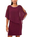 【送料無料】 ミスク レディース ワンピース トップス Rhinestone-Trim Chiffon Popover Dress Mulberry