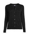 【送料無料】 ランズエンド レディース ニット・セーター カーディガン アウター Women's Petite Fine Gauge Cotton Cardigan Sweater Black