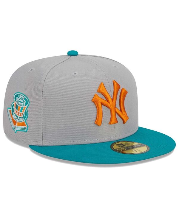 【送料無料】 ニューエラ メンズ 帽子 アクセサリー Men's Gray, Teal New York Yankees 59FIFTY Fitted Hat Gray, Teal