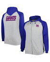 【送料無料】 プロファイル メンズ ジャケット・ブルゾン アウター Men's Heather Gray New York Giants Big and Tall Fleece Raglan Full-Zip Hoodie Jacket Heather Gray