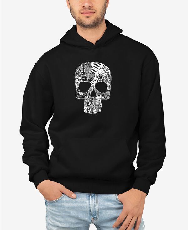 【送料無料】 エルエーポップアート メンズ パーカー・スウェット アウター Men's Rock N Roll Skull Word Art Hooded Sweatshirt Black