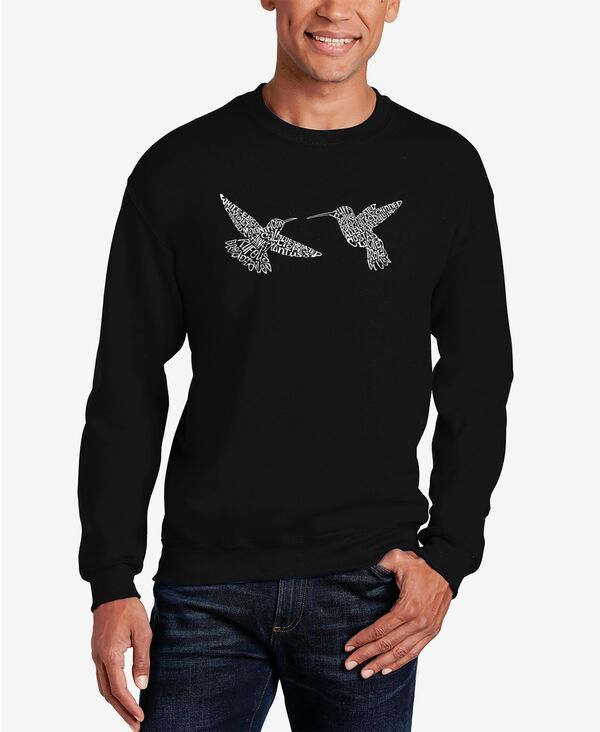  エルエーポップアート メンズ パーカー・スウェット アウター Men's Hummingbirds Word Art Crewneck Sweatshirt Black
