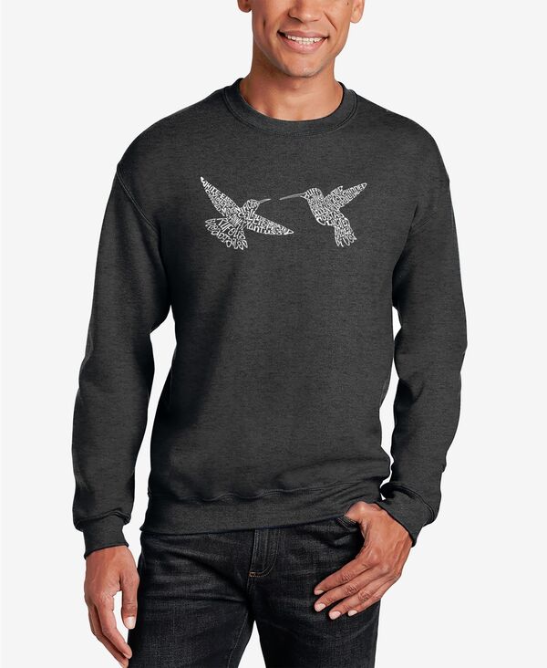  エルエーポップアート メンズ パーカー・スウェット アウター Men's Hummingbirds Word Art Crewneck Sweatshirt Dark Gray