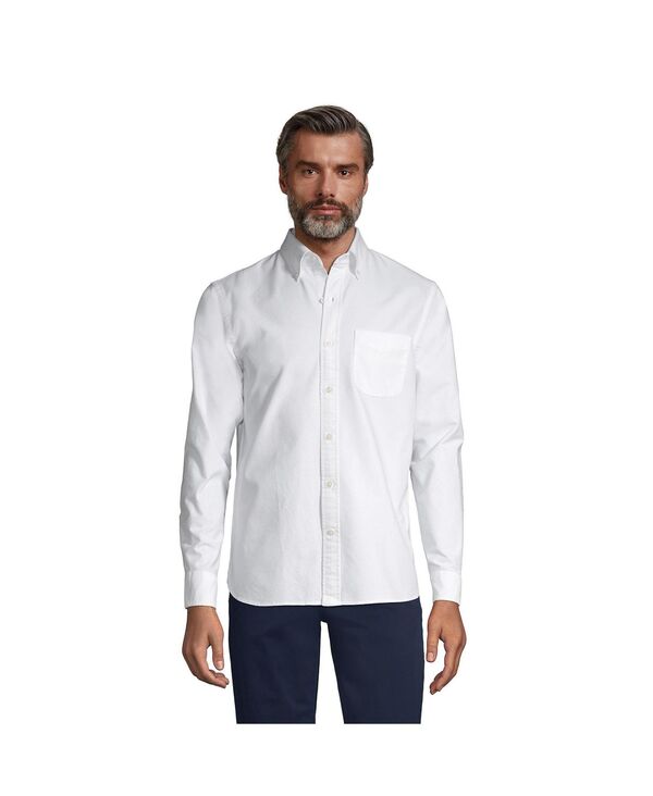 【送料無料】 ランズエンド メンズ シャツ トップス Men's Tall Traditional Fit Sail Rigger Oxford Shirt White