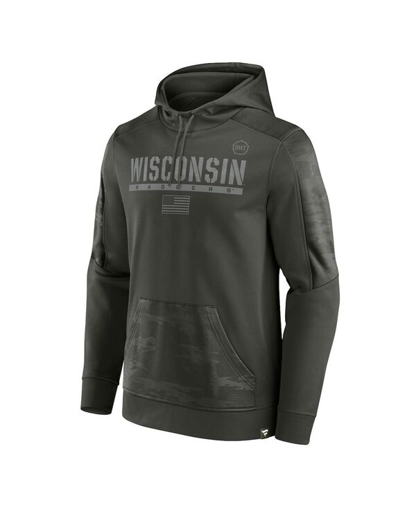 【送料無料】 ファナティクス メンズ パーカー・スウェット アウター Men's Branded Olive Wisconsin Badgers OHT Military-Inspired Appreciation Guardian Pullover Hoodie Olive