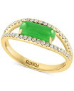 【送料無料】 エフィー レディース リング アクセサリー EFFY&reg; Dyed Green Jade & Diamond (1/4 ct. t.w.) Openwork Ring in 14k Gold 14K Yellow Gold