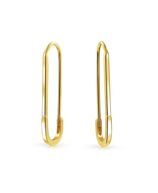 【送料無料】 ブリング レディース ピアス イヤリング アクセサリー Inspirational Symbol Safety Pin Threader Drop Earrings Lapel Pin Brooch For Women .925 Sterling Silver Gold