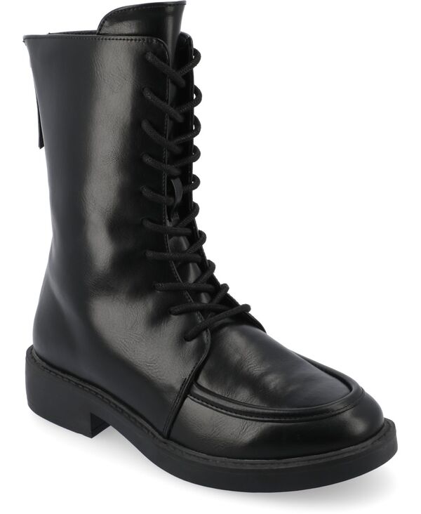 【送料無料】 ジュルネ コレクション レディース ブーツ・レインブーツ シューズ Women's Nikks Tru Comfort Foam Lace Up and Zip Entry Almond Toe Boot Black