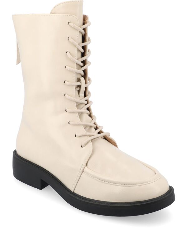 【送料無料】 ジュルネ コレクション レディース ブーツ・レインブーツ シューズ Women's Nikks Tru Comfort Foam Lace Up and Zip Entry Almond Toe Boot Bone