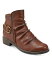 【送料無料】 アース レディース ブーツ・レインブーツ シューズ Women's Naira Round Toe Ruched Casual Booties Dark Natural Leather