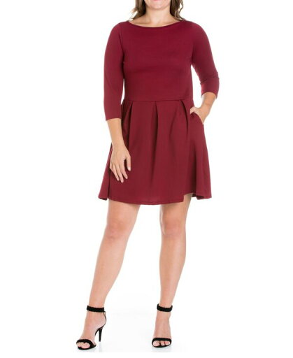 【送料無料】 24セブンコンフォート レディース ワンピース トップス Women's Plus Size Perfect Fit and Flare Dress Burgundy 【送料無料】 24セブンコンフォート レディース ワンピース トップス Women's Plus Size Perfect Fit and Flare Dress Burgundy