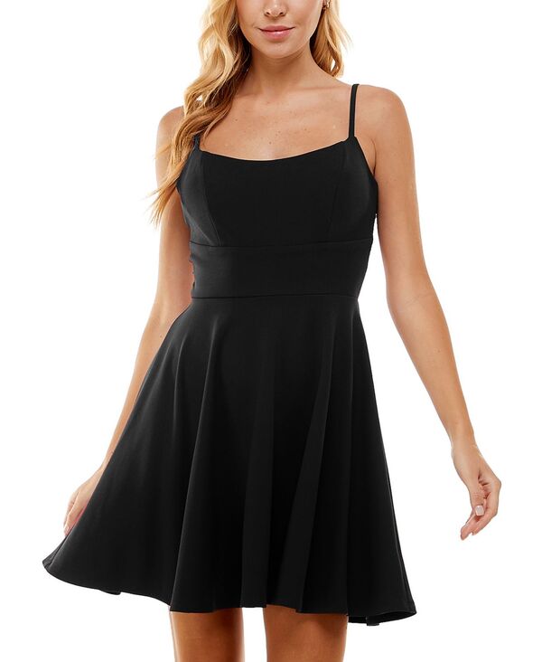 【送料無料】 シティー スタジオ レディース ワンピース トップス Juniors' Lace Back Fit & Flare Dress Black