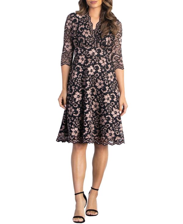 【送料無料】 キヨナ レディース ワンピース トップス Women's Mon Cherie Floral Lace Cocktail Dress Rose gold