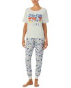 【送料無料】 ディズニー レディース ナイトウェア アンダーウェア Women 039 s 2-Pc. Mickey Mouse Jogger Pajama Set Lt Grey