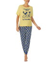 【送料無料】 ディズニー レディース ナイトウェア アンダーウェア Women 039 s 2-Pc. Mickey Mouse Jogger Pajama Set Yellow