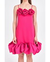 yz GhX[Y fB[X s[X gbvX Women's Rose Bubble Mini Dress Fuchsia