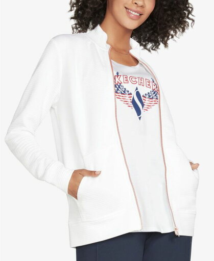 【送料無料】 スケッチャーズ レディース ジャケット・ブルゾン アウター Women's GoWalk Ribbed Hoodless Jacket White 【送料無料】 スケッチャーズ レディース ジャケット・ブルゾン アウター Women's GoWalk Ribbed Hoodless Jacket White