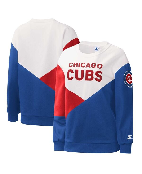 yz X^[^[ fB[X p[J[EXEFbg AE^[ Women's White, Royal Chicago Cubs Shutout Pullover Sweatshirt White, Royal