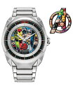 yz V`Y Y rv ANZT[ Eco-Drive Men's Marvel Classic Avengers Stainless Steel Bracelet Watch 43mm Silver-tone