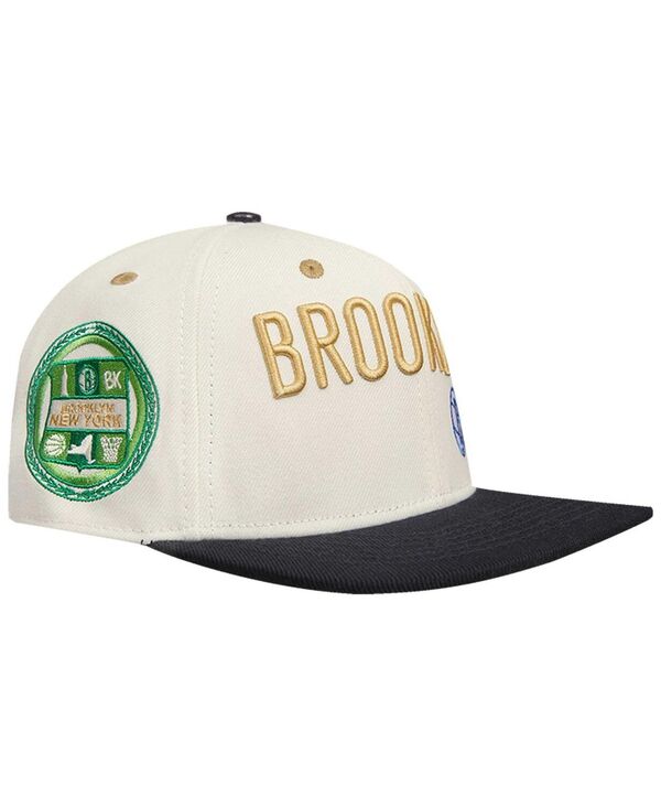 【送料無料】 プロスタンダード メンズ 帽子 アクセサリー Men's Cream Black Brooklyn Nets Album Cover Snapback Hat Cream, Black