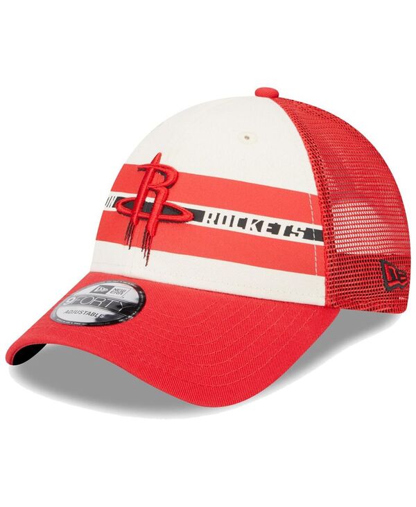 ̵ ˥塼  ˹ ꡼ Men's Houston Rockets Red Stripes 9FORTY Trucker Snapback Hat Red