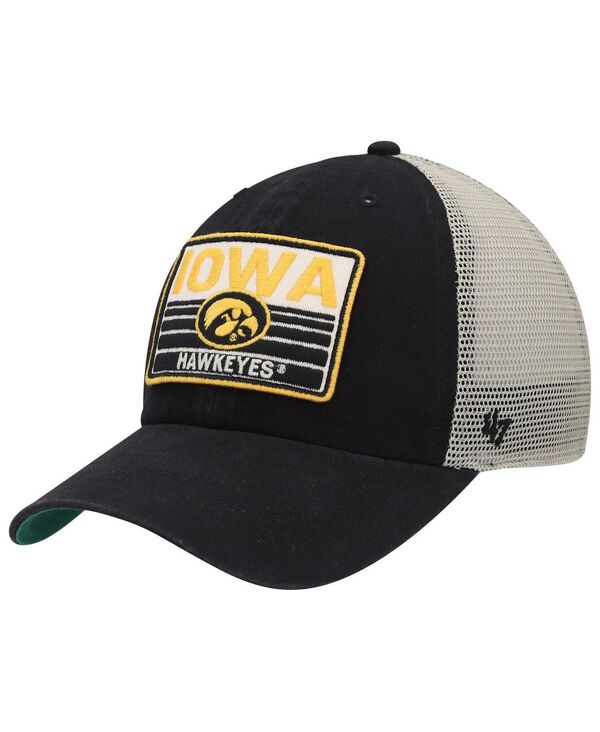 【送料無料】 47ブランド メンズ 帽子 アクセサリー Men's Black Natural Iowa Hawkeyes Four Stroke Clean Up Trucker Snapback Hat Black, Natural