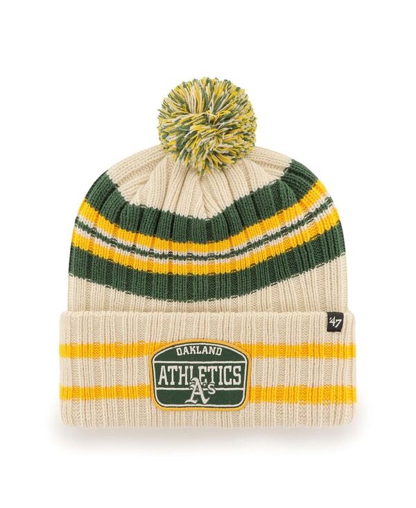 【送料無料】 47ブランド メンズ 帽子 アクセサリー Men's Natural Oakland Athletics Home Patch Cuffed Knit Hat with Pom Natural